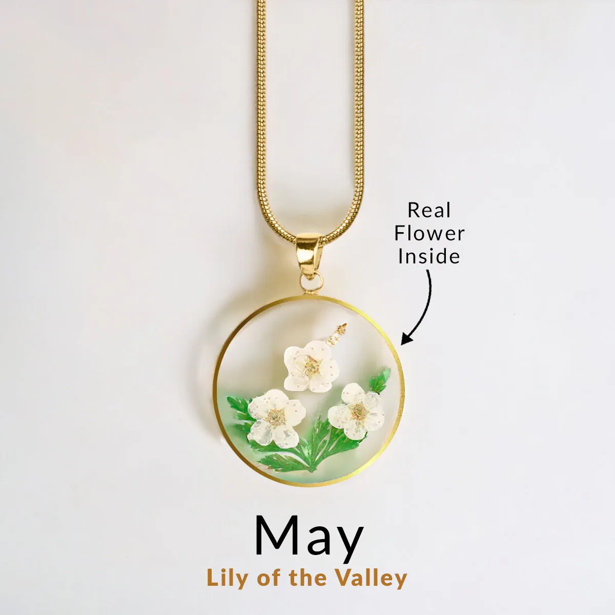 Pressed Birth Flower Necklace