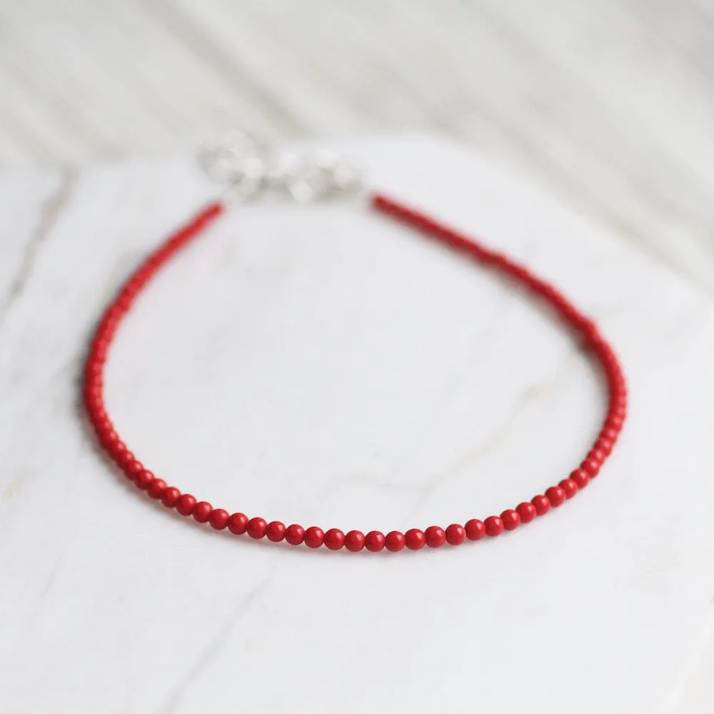 Red Coral Simple Stone Bracelet