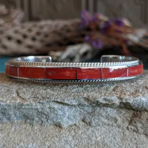 Red Spiny Oyster Shell Cuff by Richard & Rita Begay SWSG-BRC-0030