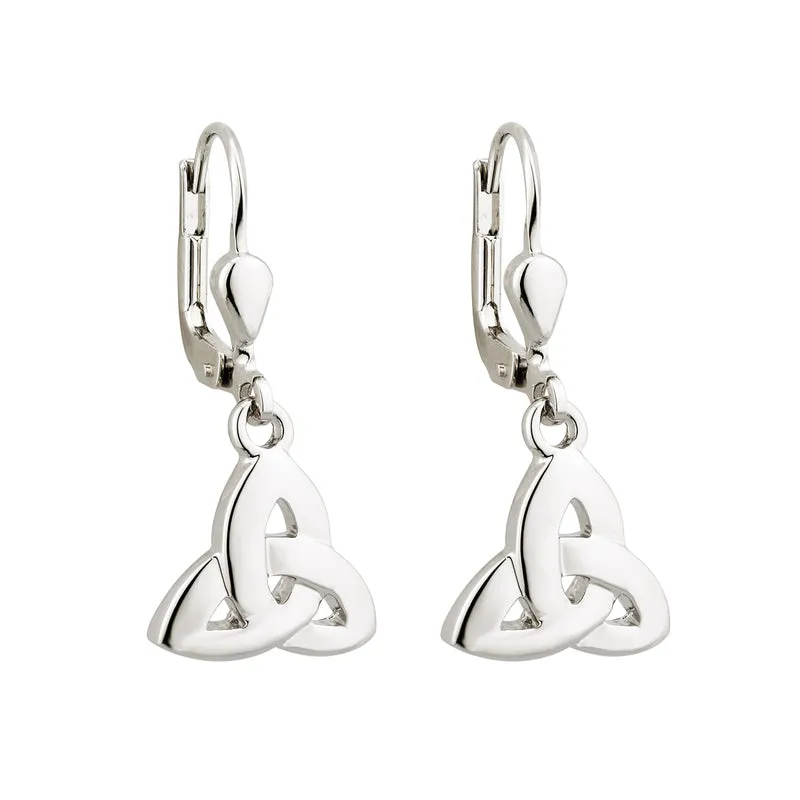 Rhodium Trinity Drop Earrings