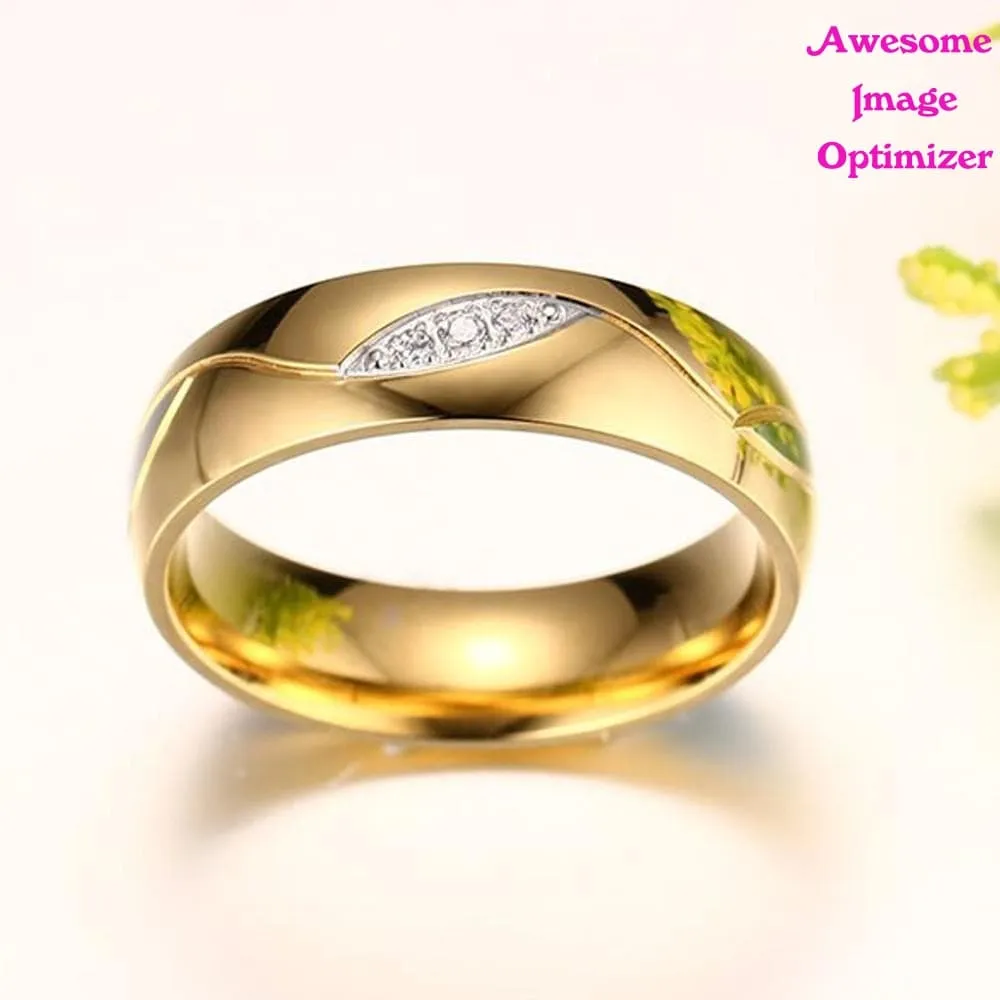 Rings Couple For Women Men Engagement Ring Gold Color Titanium Steel Jewelry A10