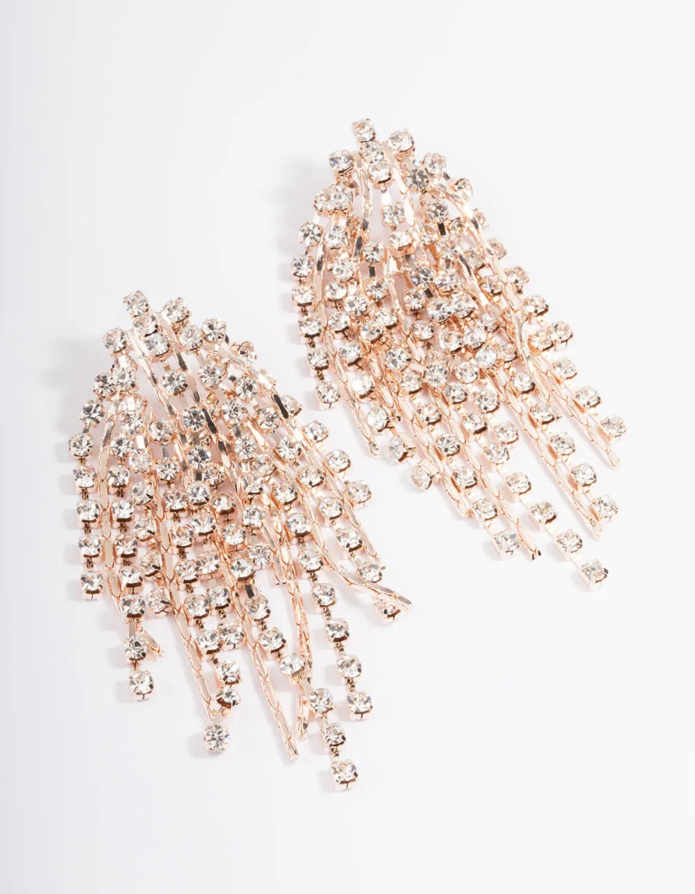 Rose Gold Diamante Fireworks Cupchain Earrings