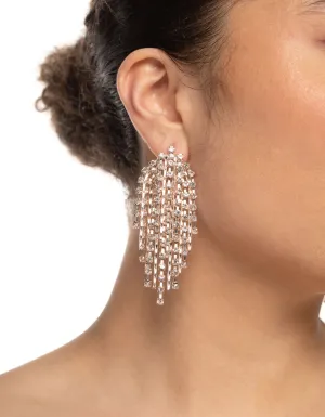 Rose Gold Diamante Fireworks Cupchain Earrings