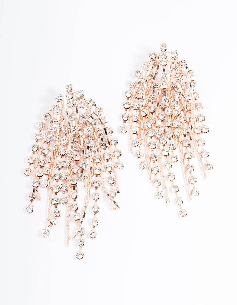 Rose Gold Diamante Fireworks Cupchain Earrings