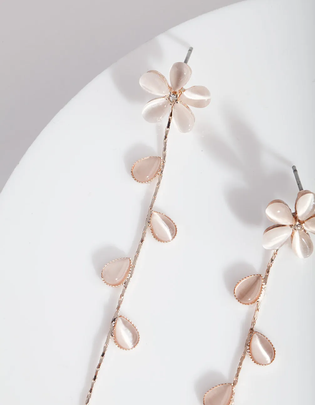 Rose Gold Flower Vine Drop Earrings