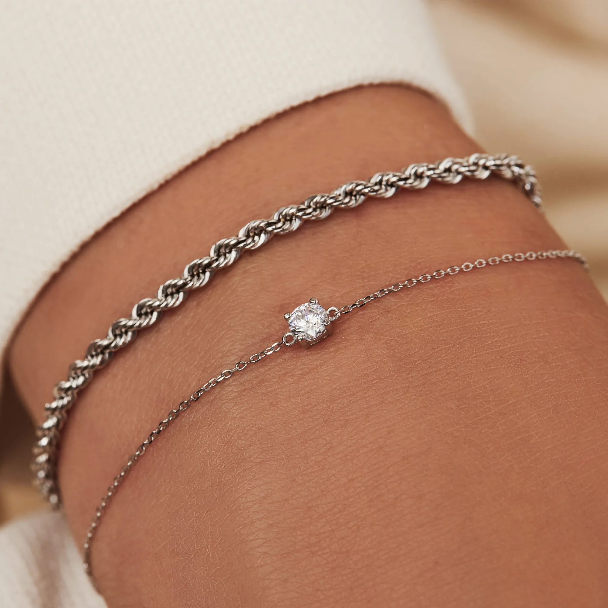 Saint Germain Faïs 14 karat white gold bracelet with zirconia stone