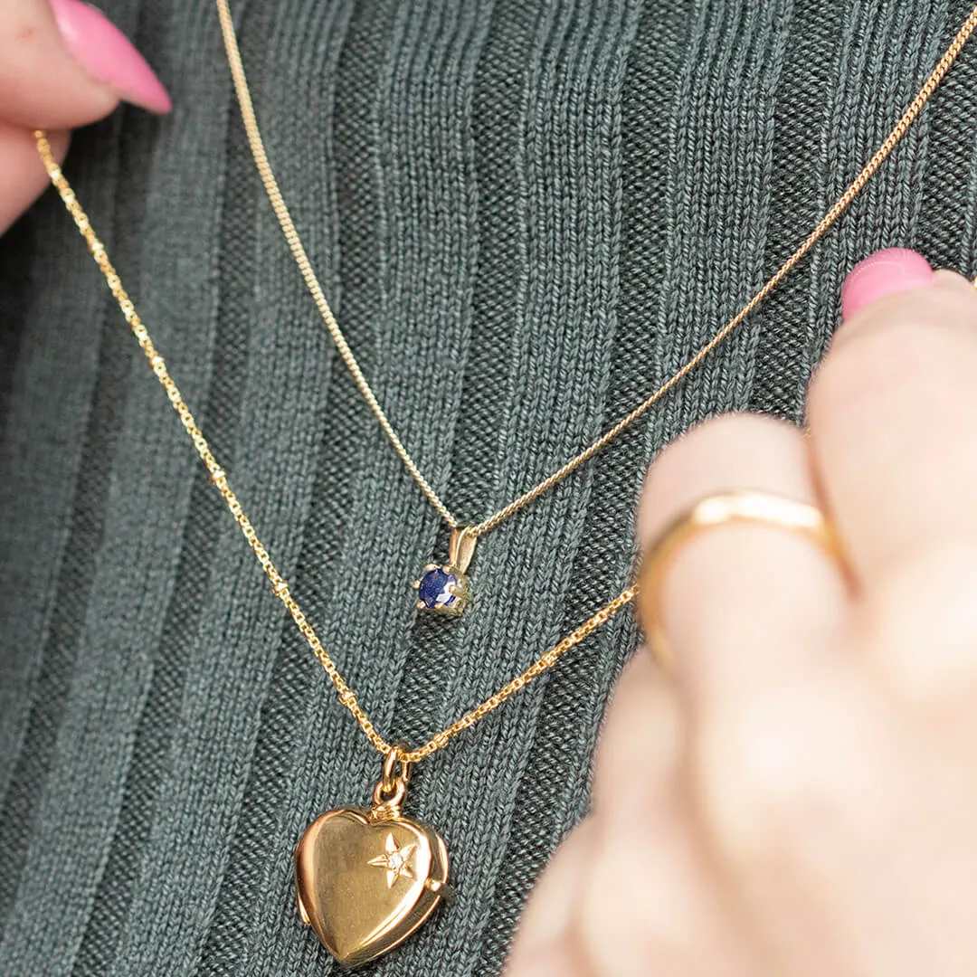 Sapphire Charm Necklace in Gold