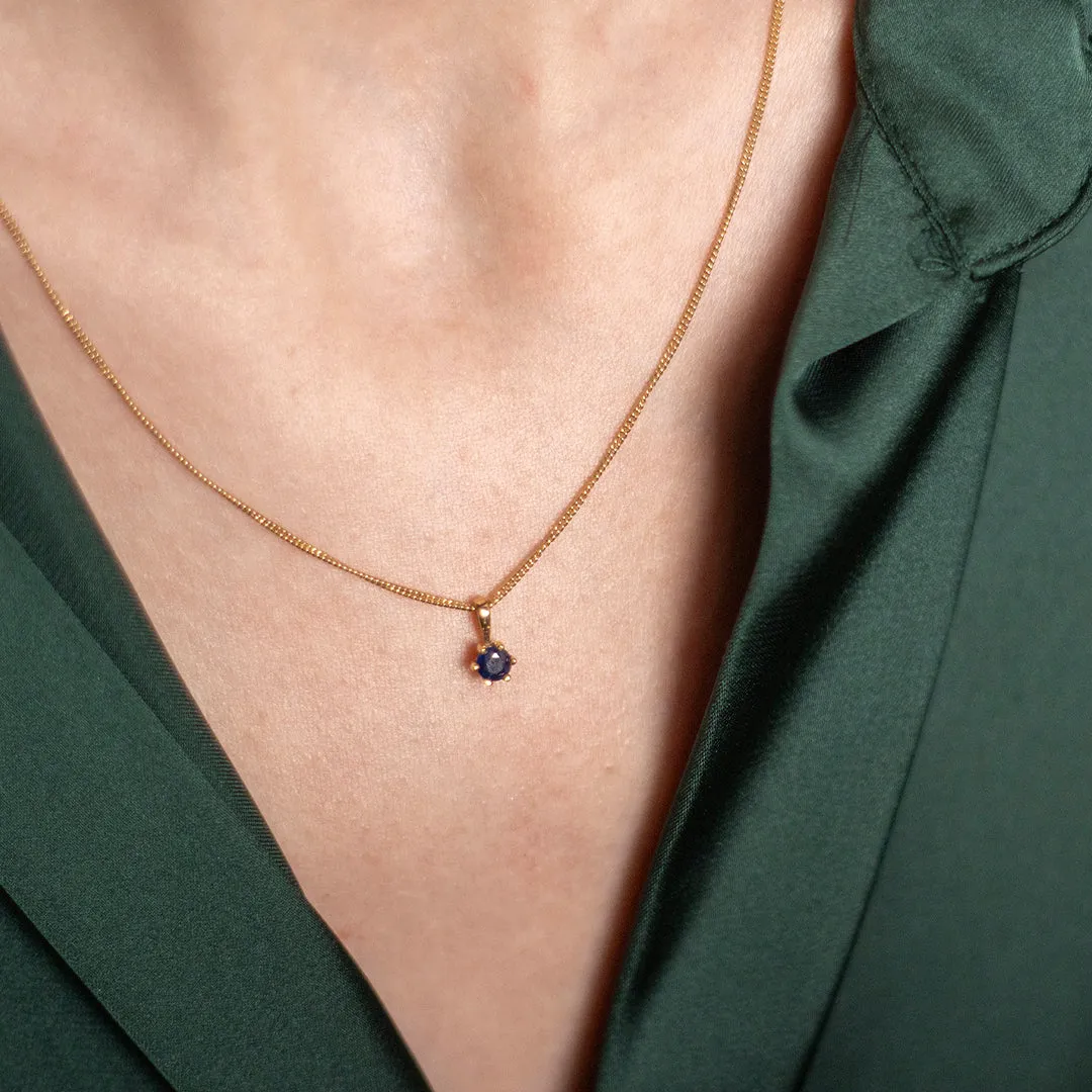 Sapphire Charm Necklace in Gold