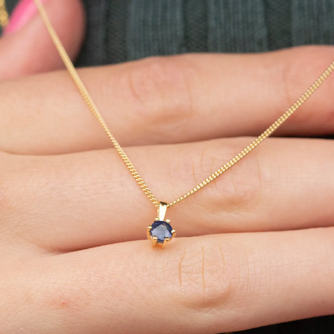 Sapphire Charm Necklace in Gold