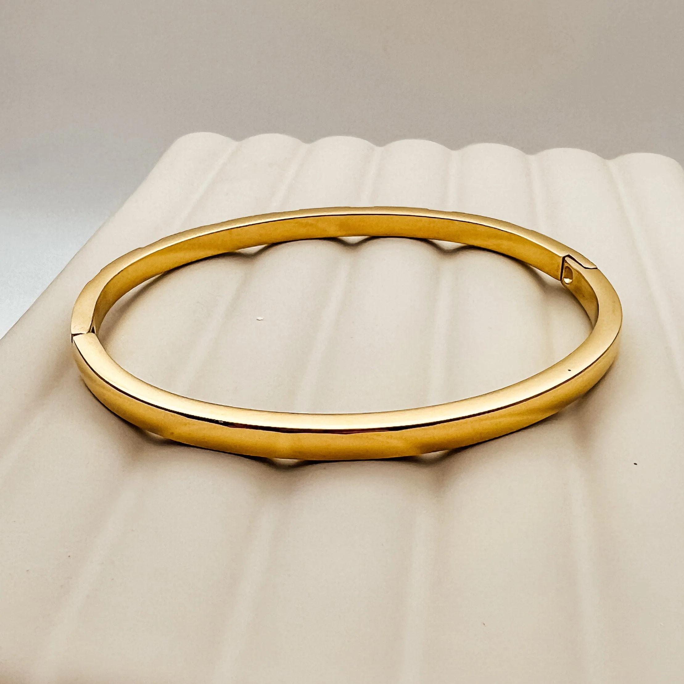 Set of 3 Gold Bangles,  18K Gold, Waterproof, Tarnish Free