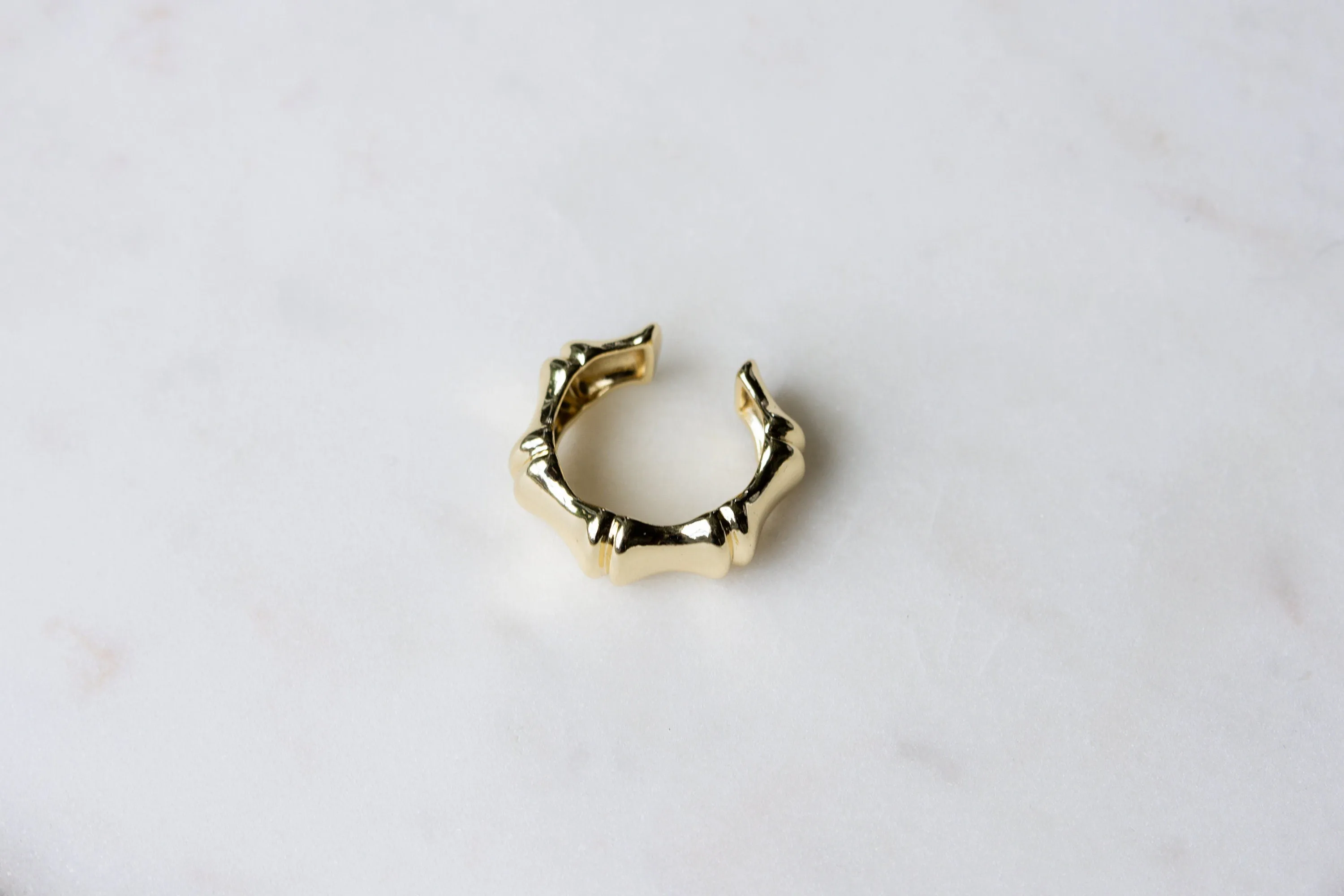 Set of Gold Bamboo Rings | Adjustable CZ Minimalist Bamboo Jewelry