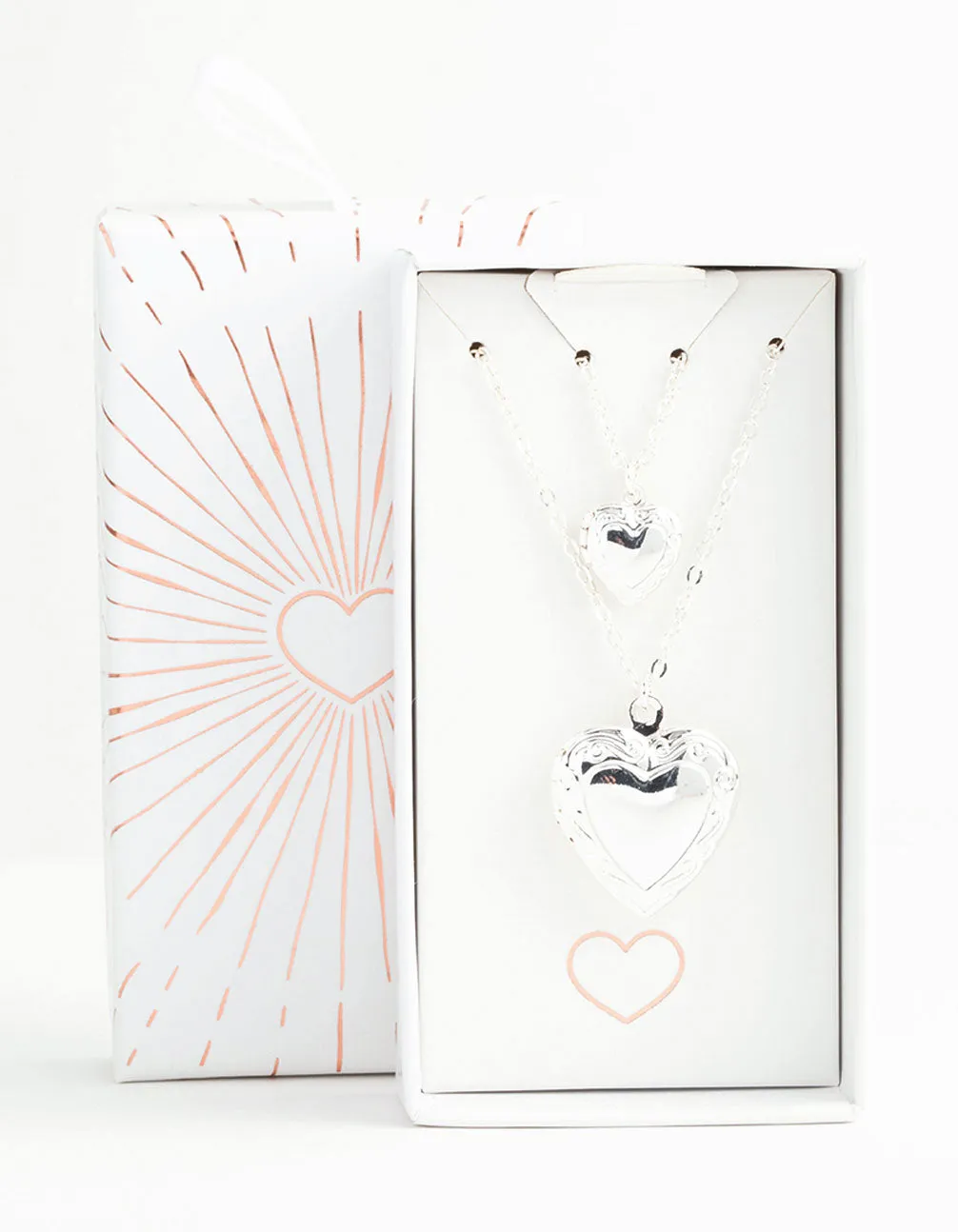 Silver Filigree Heart Locket Necklace Pack