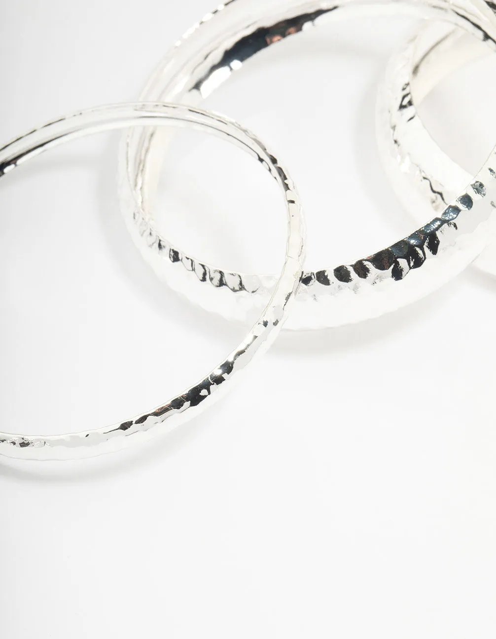 Silver Mixed Molten Bangle 3-Pack