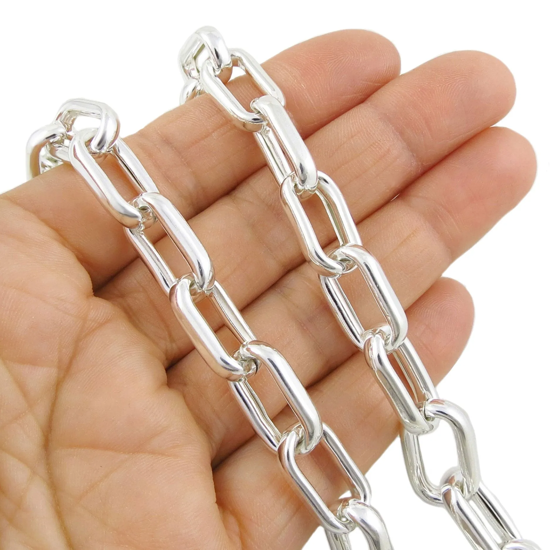 Silver Rectangular Chunky Chain Necklace