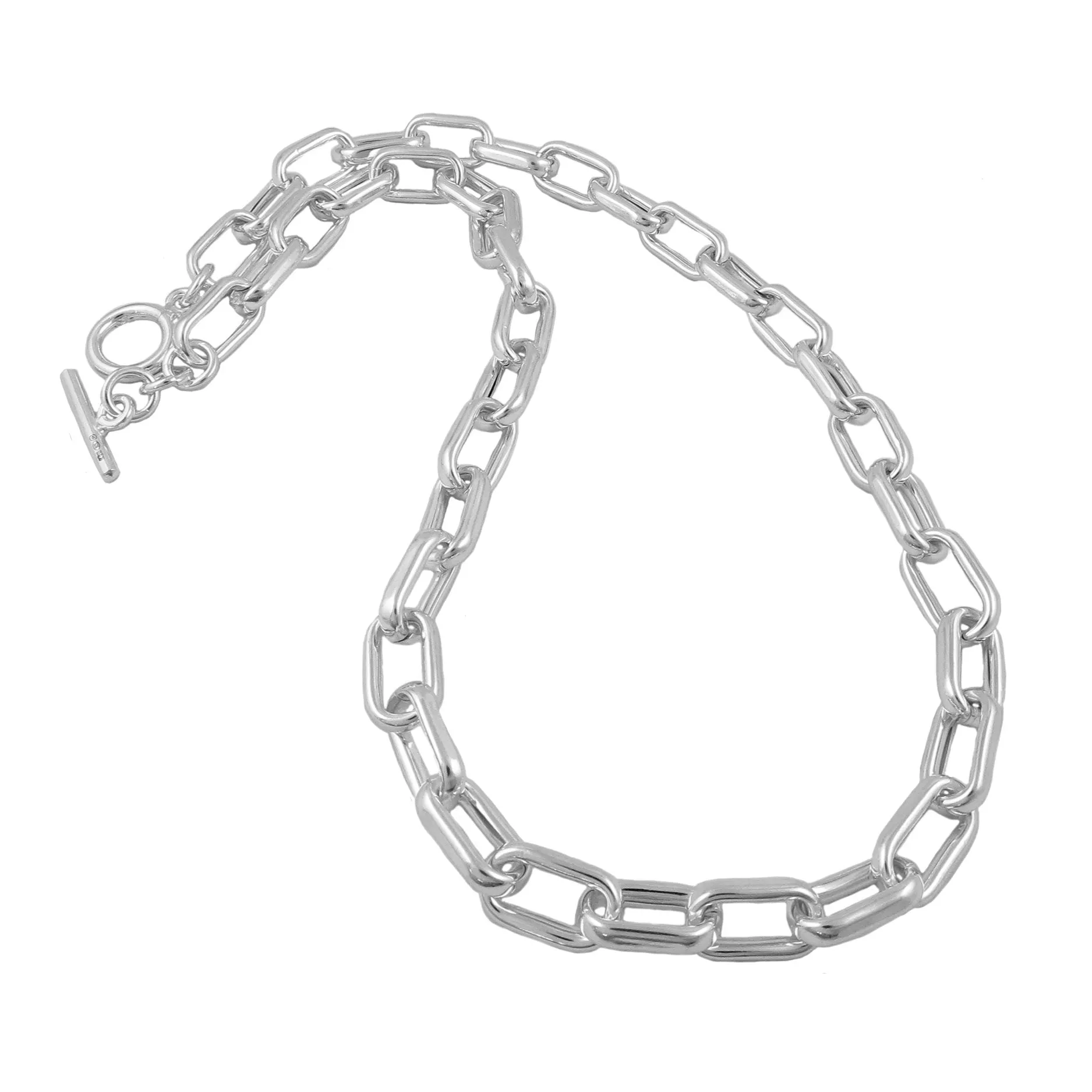 Silver Rectangular Chunky Chain Necklace