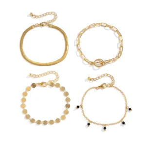 Simple OT Buckle Snake Bone Chain Set Bracelet Women