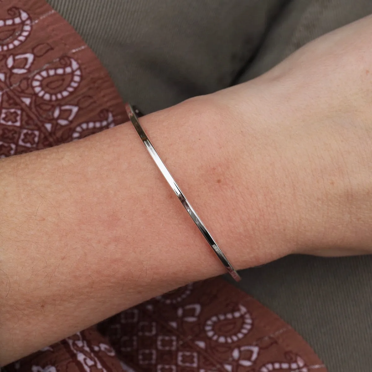 Simple Square Wire Sterling Silver Cuff