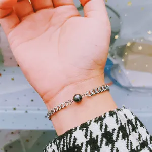 Simple Super Fairy Black Gallstone Magnet Couple Bracelet