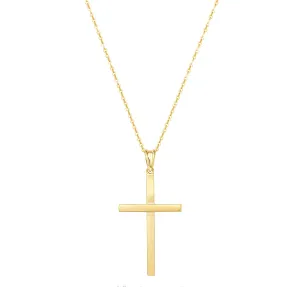 Sleek High Shine Cross Pendant Necklace in 14K Yellow Gold