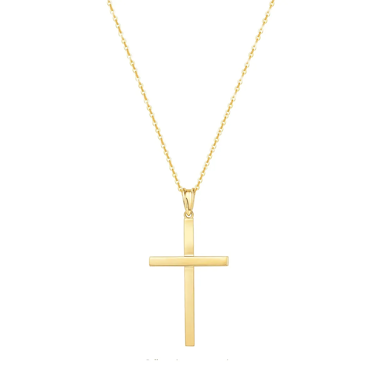 Sleek High Shine Cross Pendant Necklace in 14K Yellow Gold