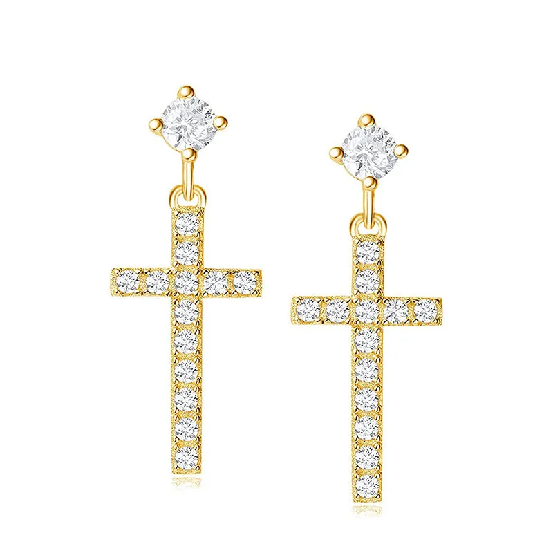 Small Little Cute Dangle Drop Cross Earrings