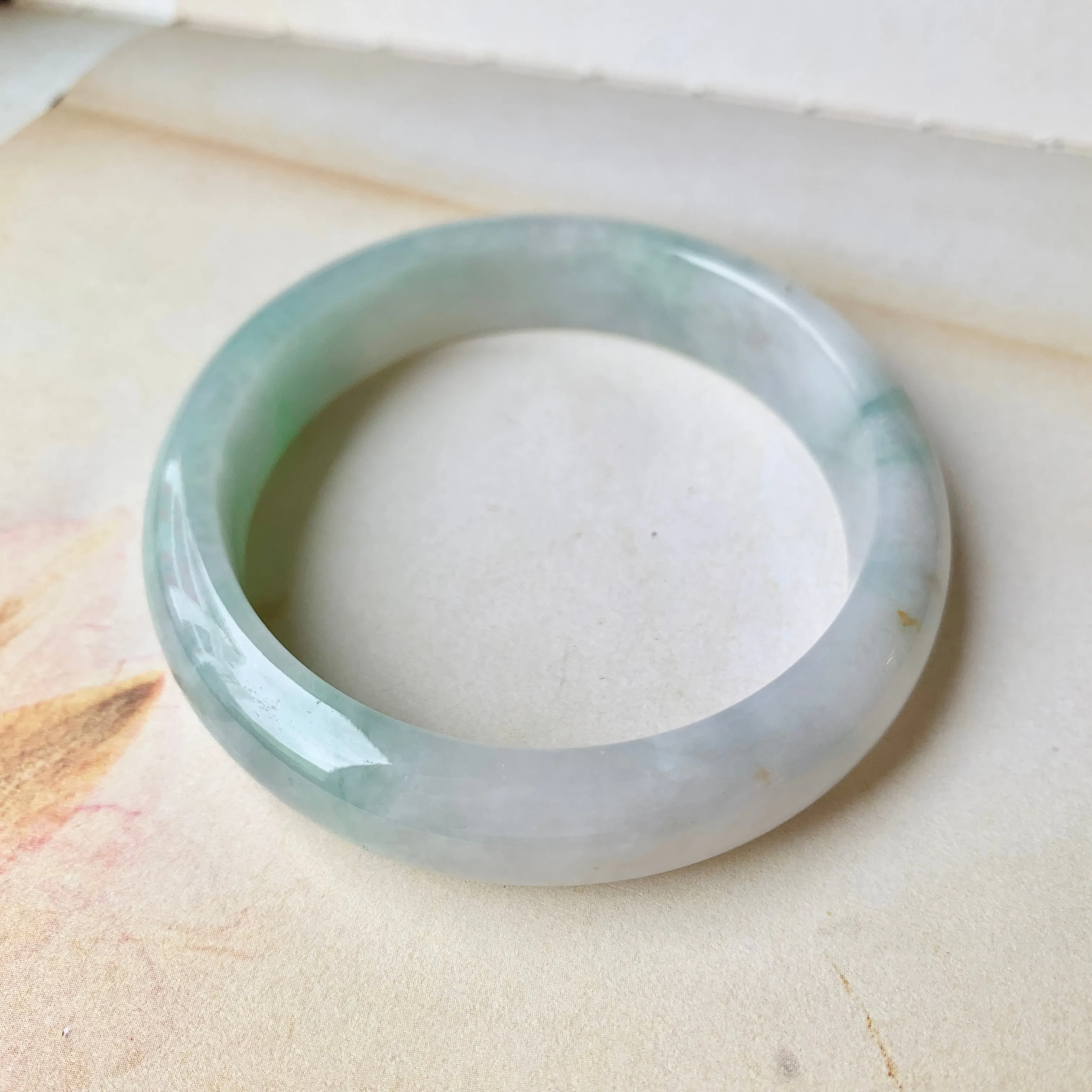 SOLD OUT: 56.8mm A-Grade Natural Lavender & Green Jadeite Modern Round Bangle No.151918