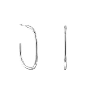 Soleil Collection Cushion Shape Hoop Earrings | 9K Solid White Gold