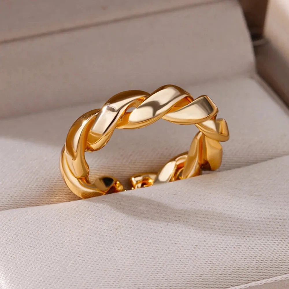 Stainless Steel Rings For Women Men Gold Color Engagement Wedding Party Ring Female Male Finger Jewelry Birthday Gift 2024 Trend