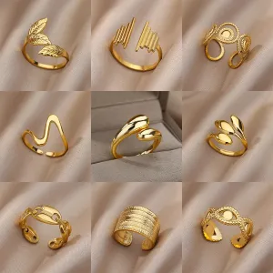 Stainless Steel Rings For Women Men Gold Color Engagement Wedding Party Ring Female Male Finger Jewelry Birthday Gift 2024 Trend