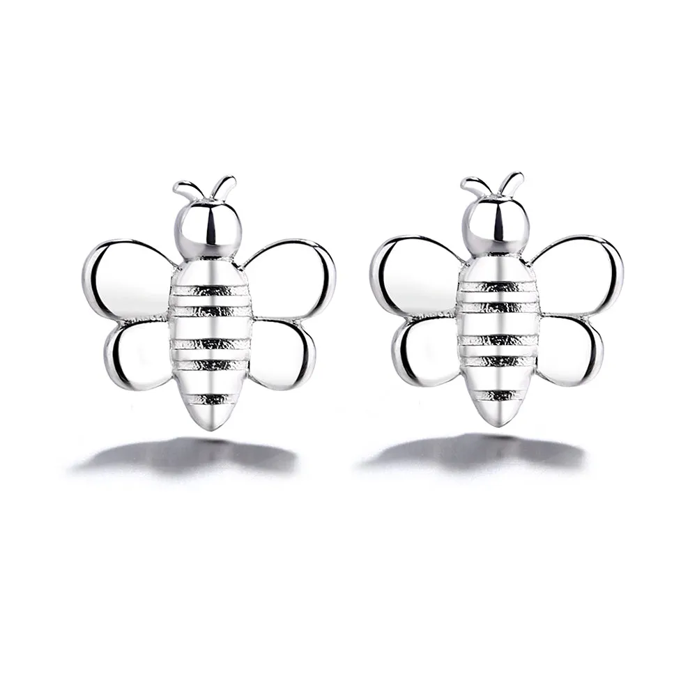 Sterling Silver Bee Stud Earrings