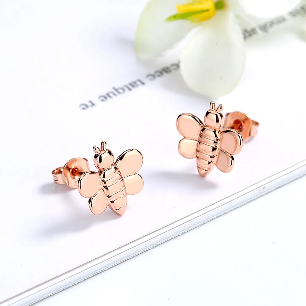 Sterling Silver Bee Stud Earrings