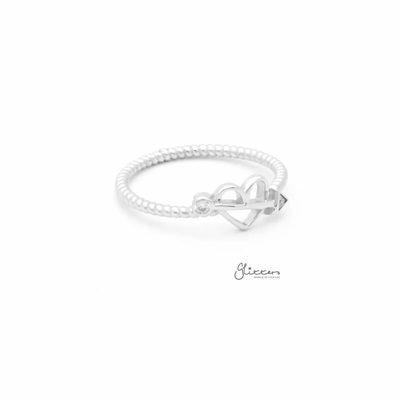 Sterling Silver Bow and Heart Ring