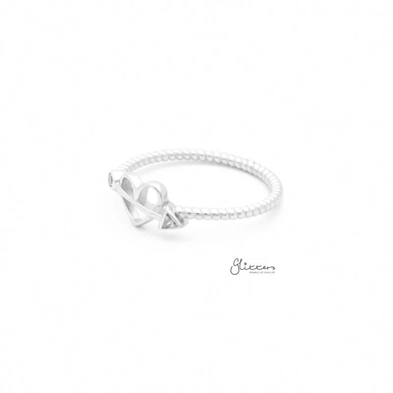 Sterling Silver Bow and Heart Ring