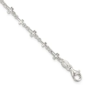 Sterling Silver Cross Link Bracelet