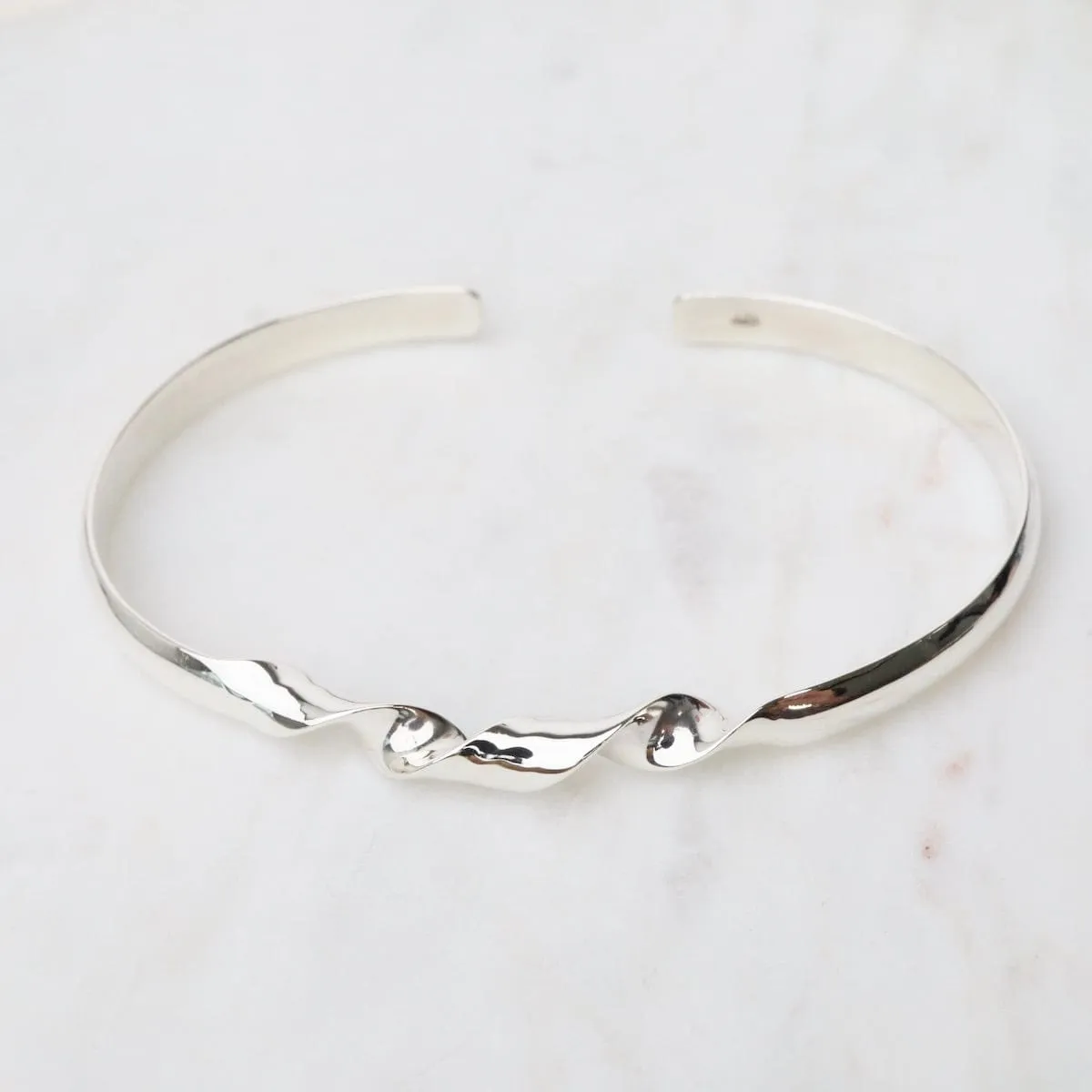 Sterling Silver Cuff with Twisted Ribbon Front