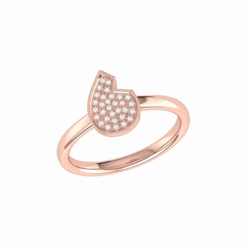 Street Cycle Open Teardrop Diamond Ring in 14K Rose Gold Vermeil on Sterling Silver