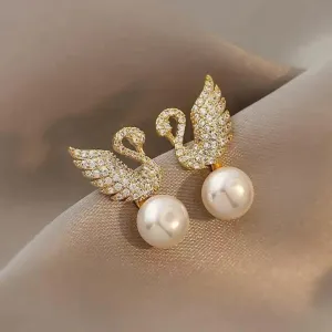 swan stud earrings