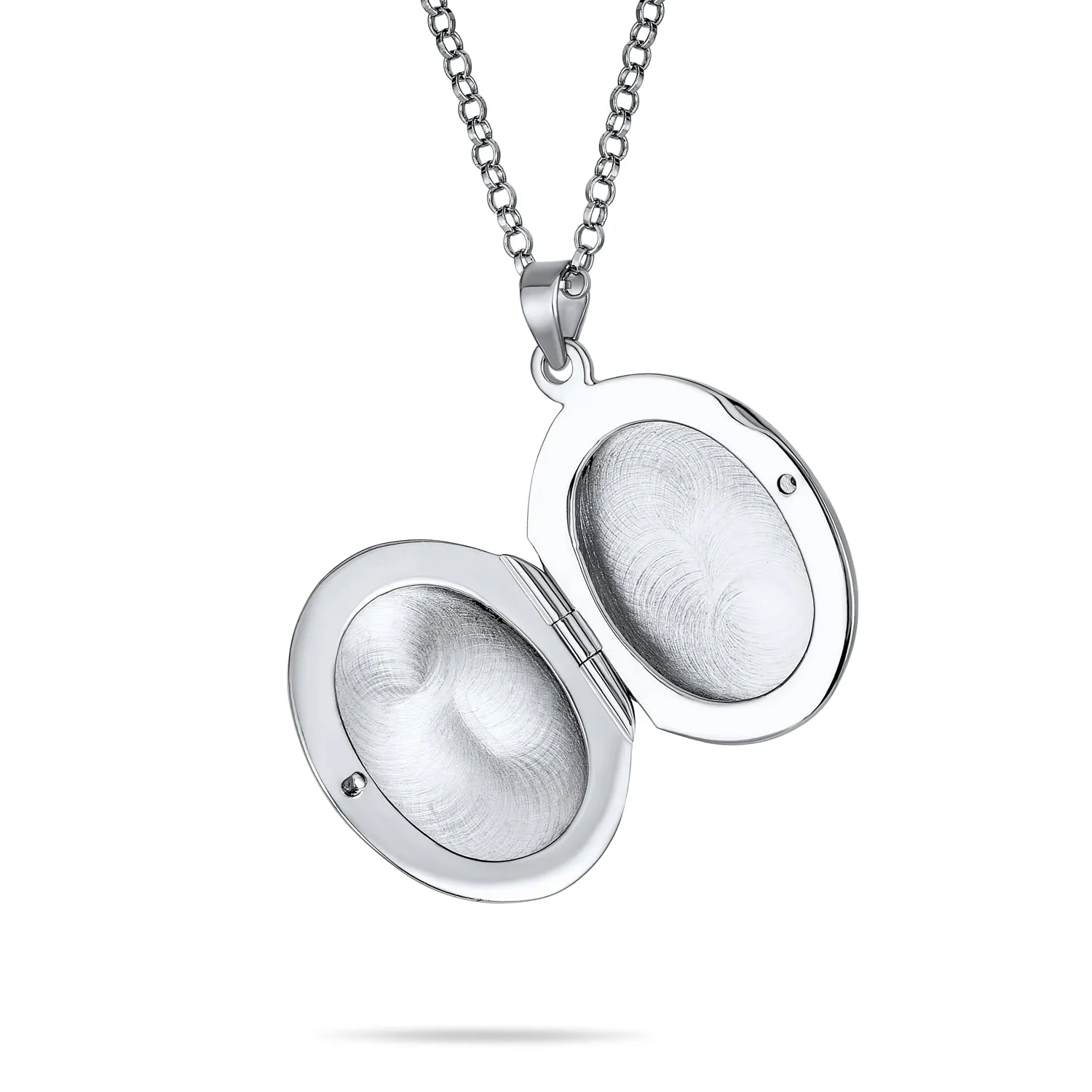 Traditional Keepsake Photo Locket Necklace - Holds Pictures Silver Pendant