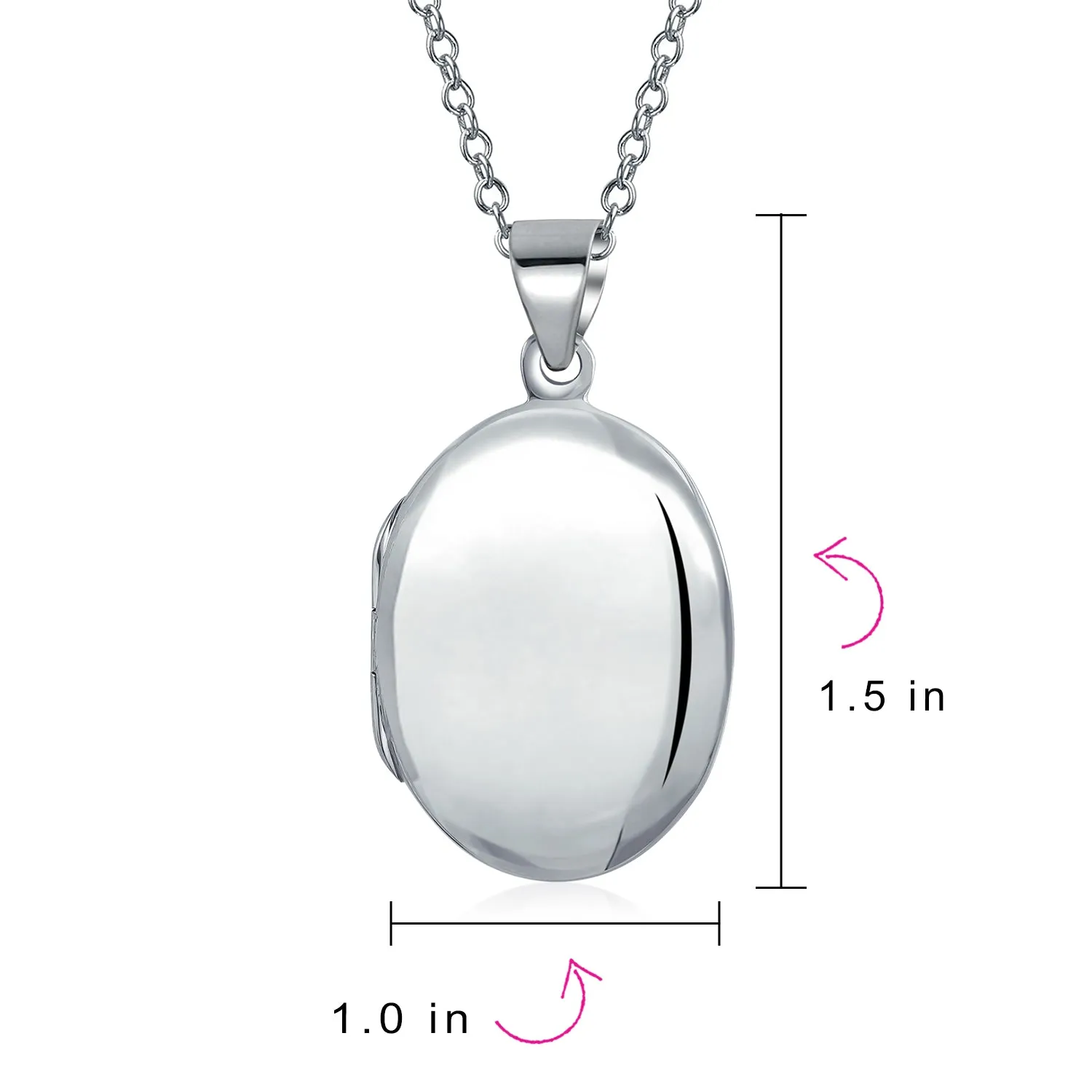 Traditional Keepsake Photo Locket Necklace - Holds Pictures Silver Pendant