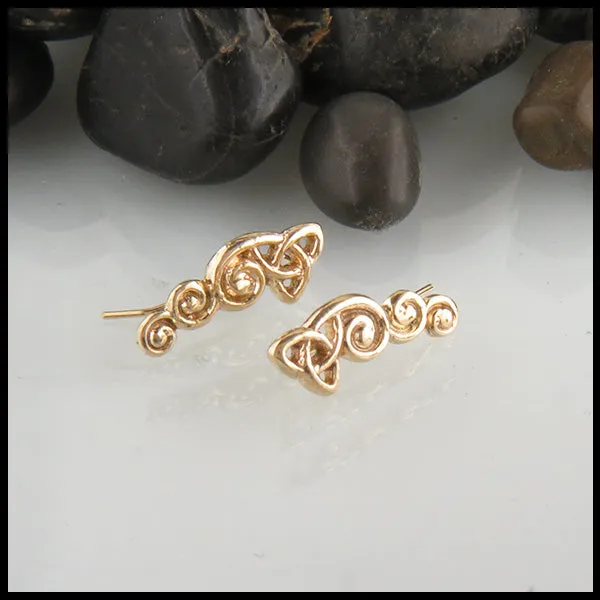 Trinity Scroll Ear Climber in Gold