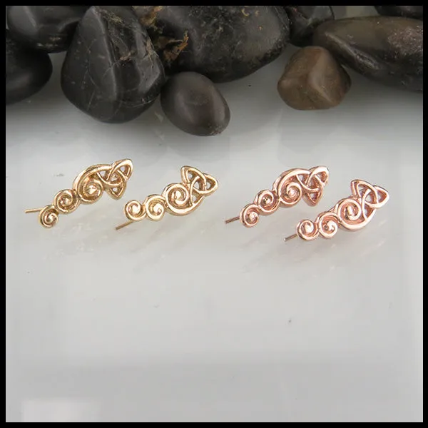 Trinity Scroll Ear Climber in Gold