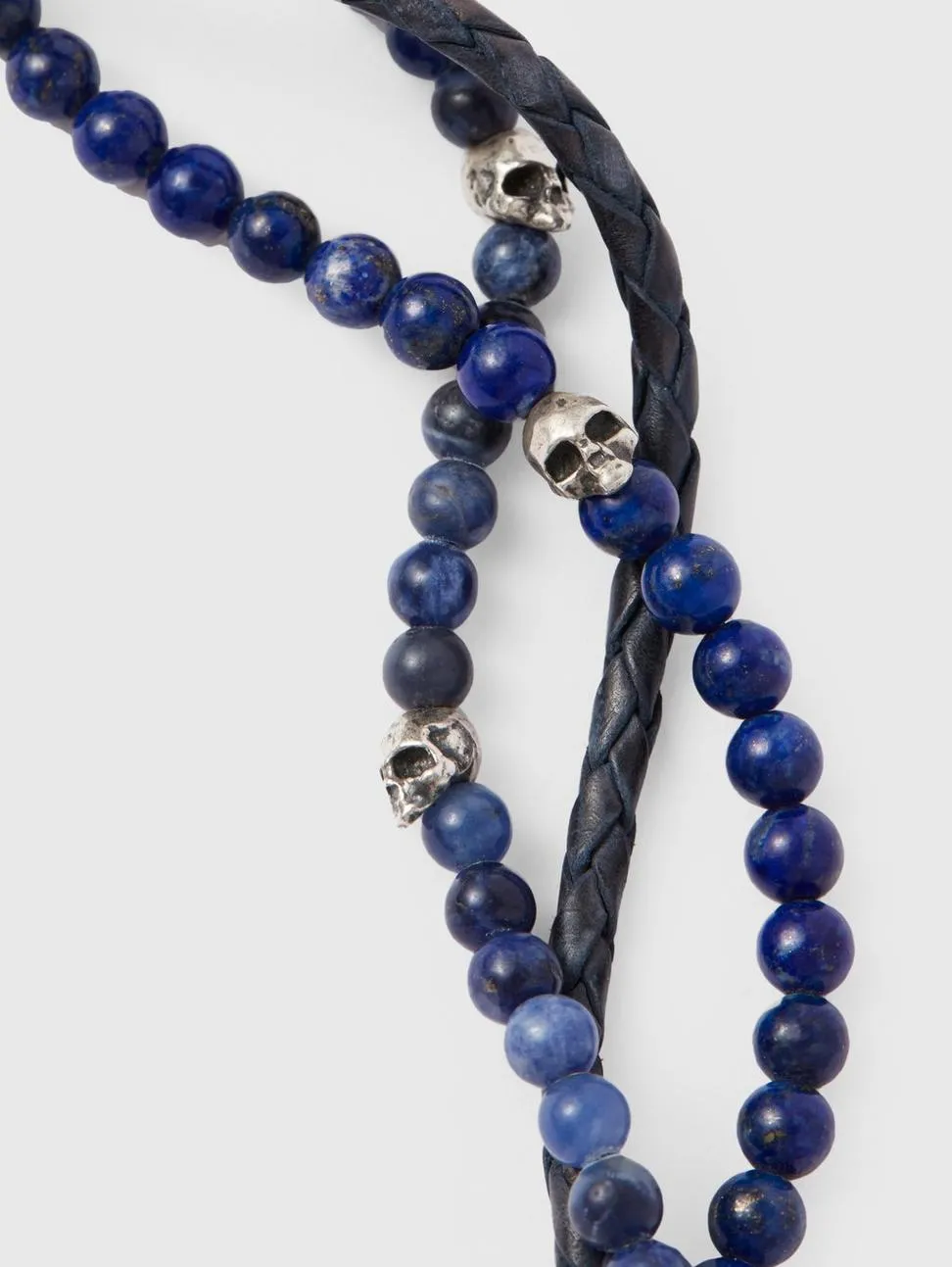 Triple Strand Skull Bracelet in Blue