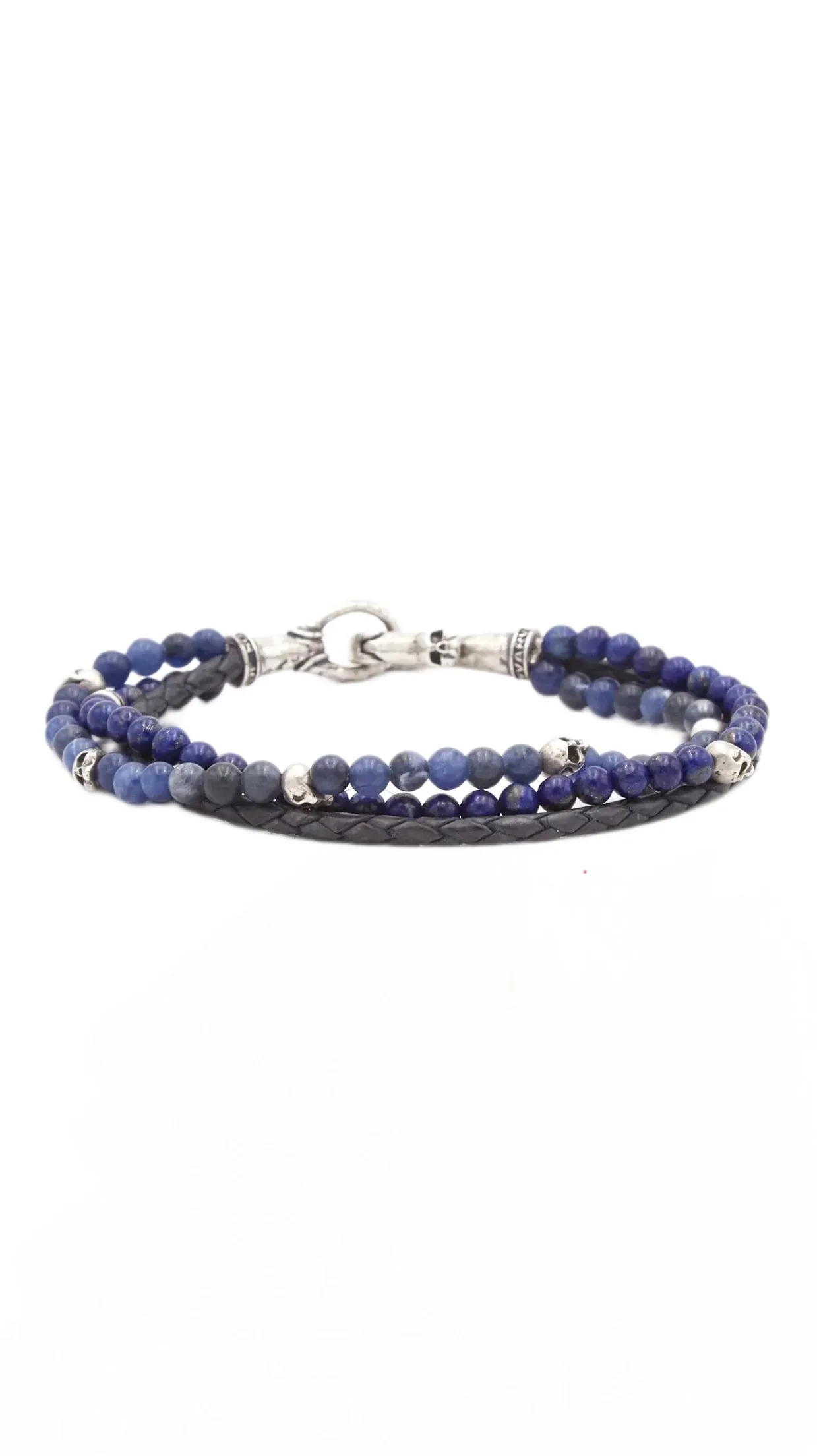 Triple Strand Skull Bracelet in Blue