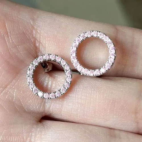 Versatile Dazzling Circle Stud Earrings with Crystal