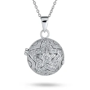 Vintage Filigree Star Aromatherapy Locket Necklace Sterling Silver Teens