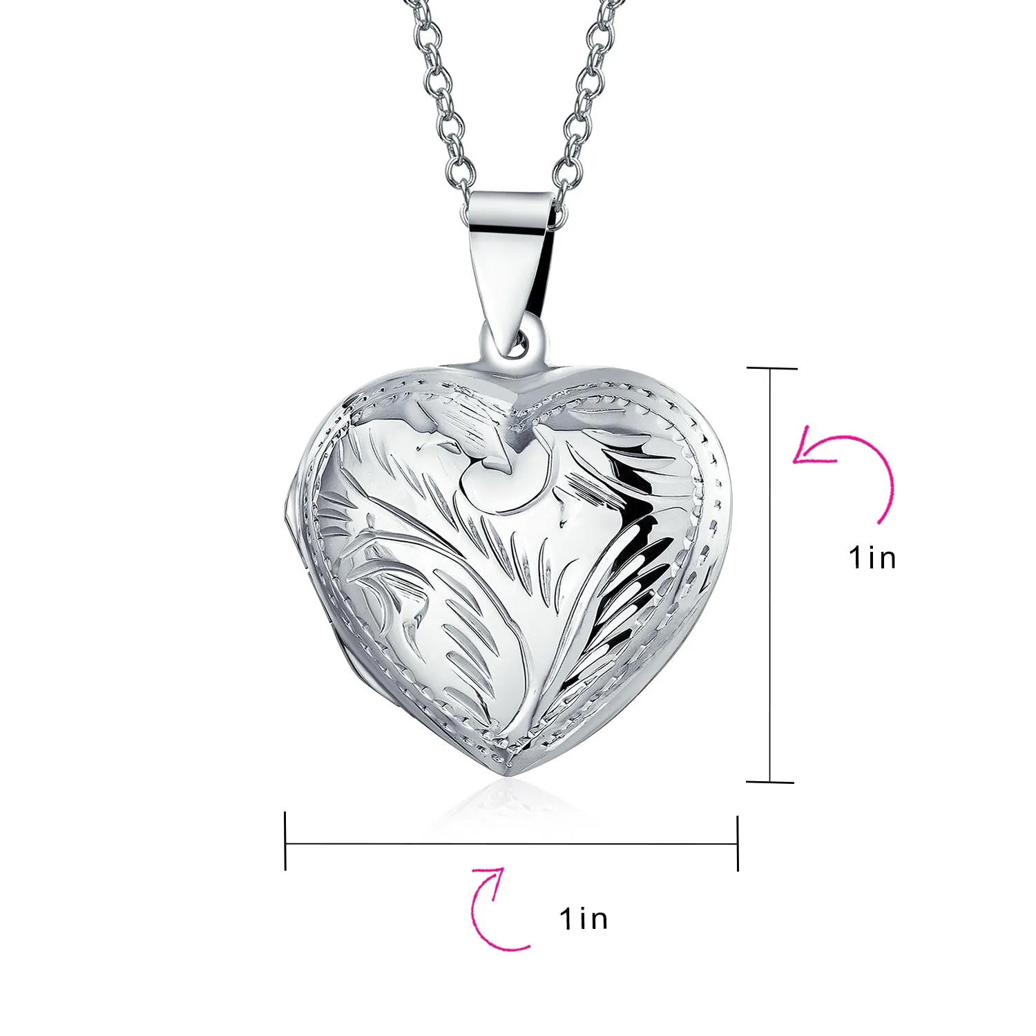 Vintage Style Heart Shaped Locket Necklace for Teens - Holds Photos Silver Pendant