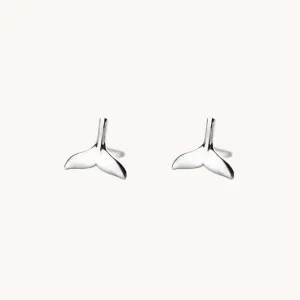 Whale Tail Silver Stud Earrings W.