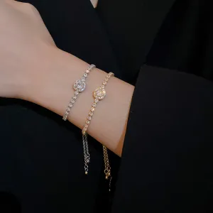 Women's Simple And Light Luxury Square Zircon Adjustable Bracelet