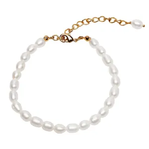 Women's White Pearl Bracelet | Handmade 4-5mm Freshwater Pearl Beaded Bracelet for Ladies and Girls