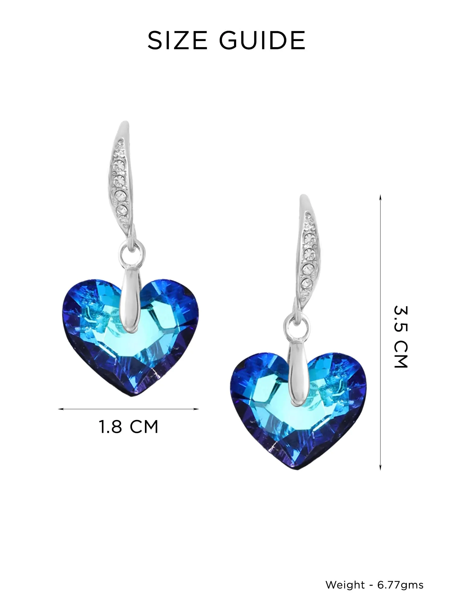 Yellow Chimes Drop Earrings For Women | Fashion Blue Women Earrings | Silver Toned Valentine Special Gifts Crystal Heart Shaped Earrings For Girls | Birthday Gift for Girls Anniversary Gift for Women